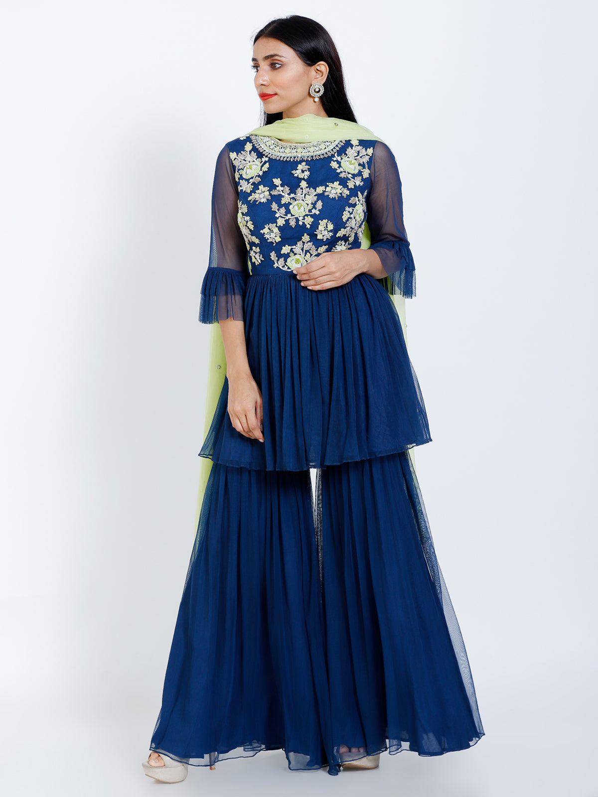 Embroidered sharara set