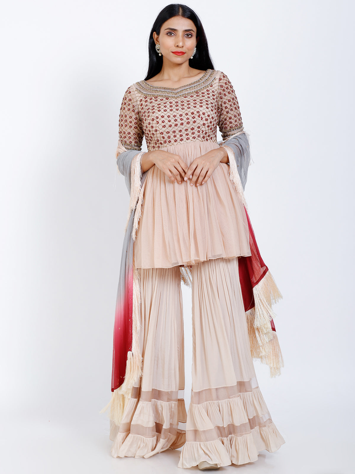 Embroidered sharara set