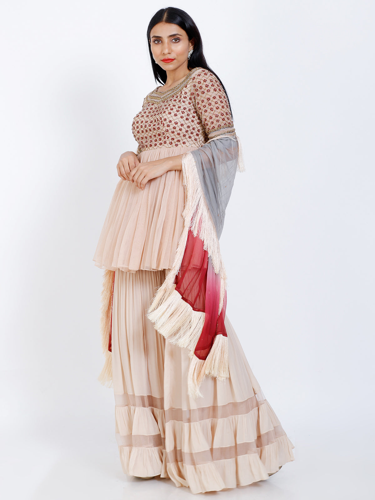 Embroidered sharara set