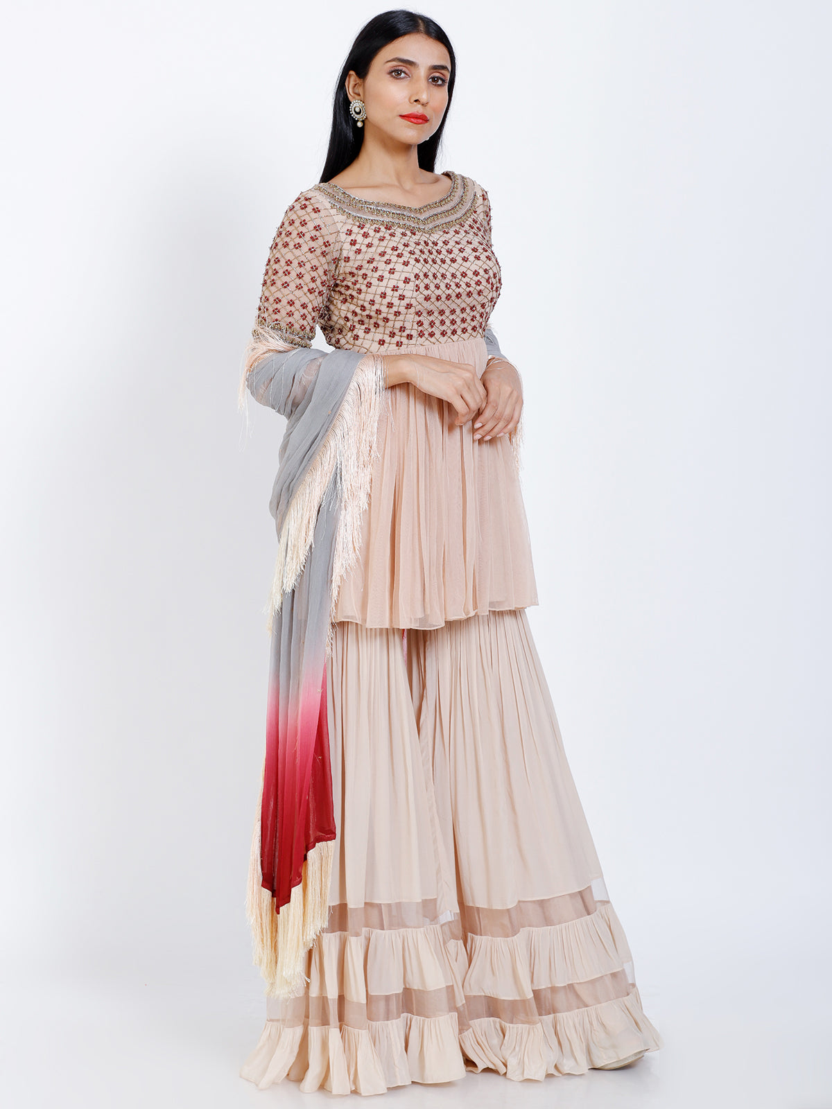 Embroidered sharara set