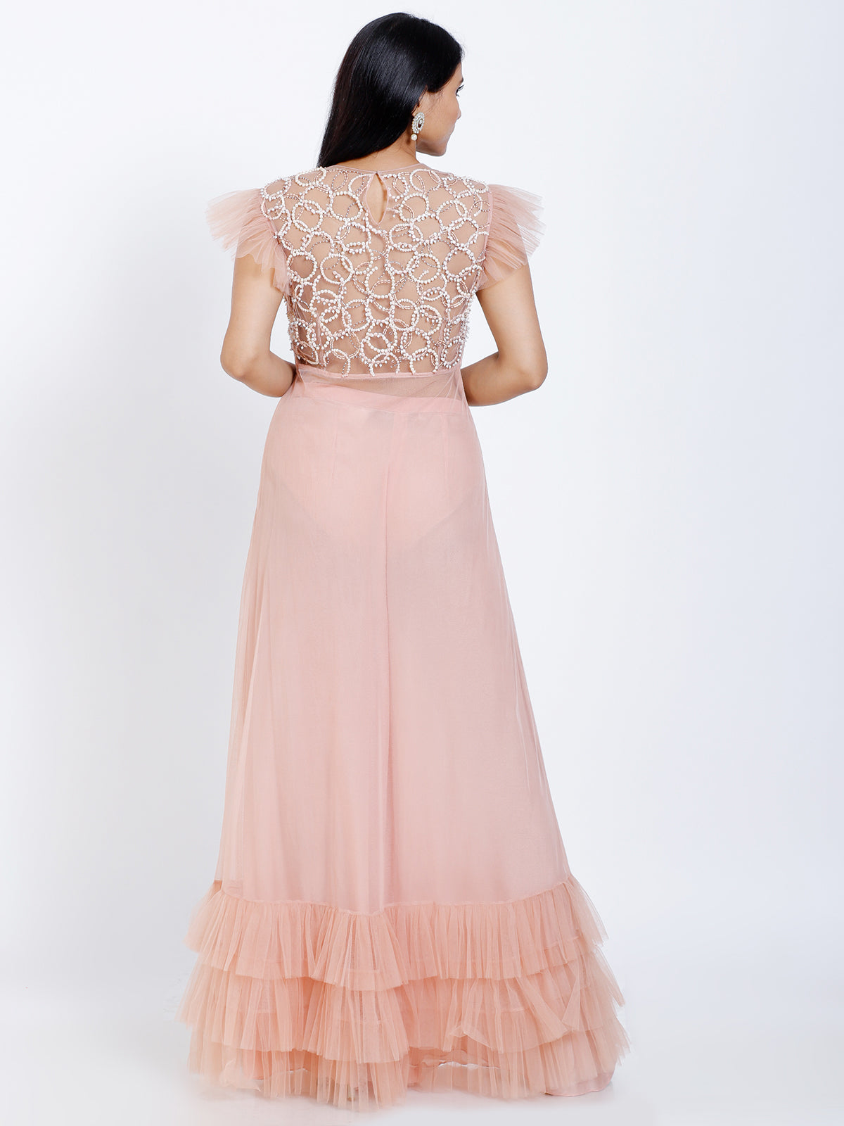 Embroidered Ruffled Jacket Style with Pants