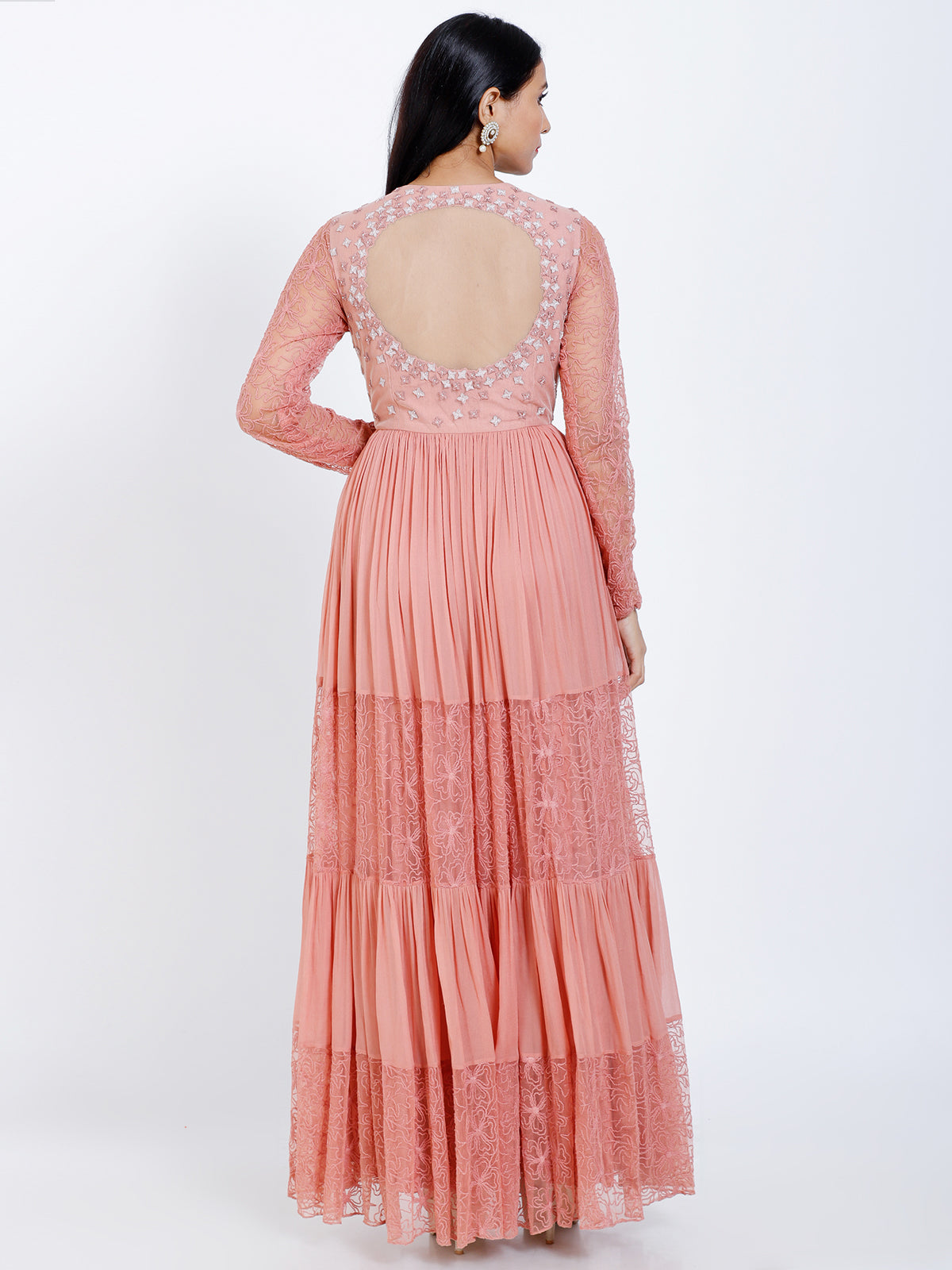 Embroidered gathered gown