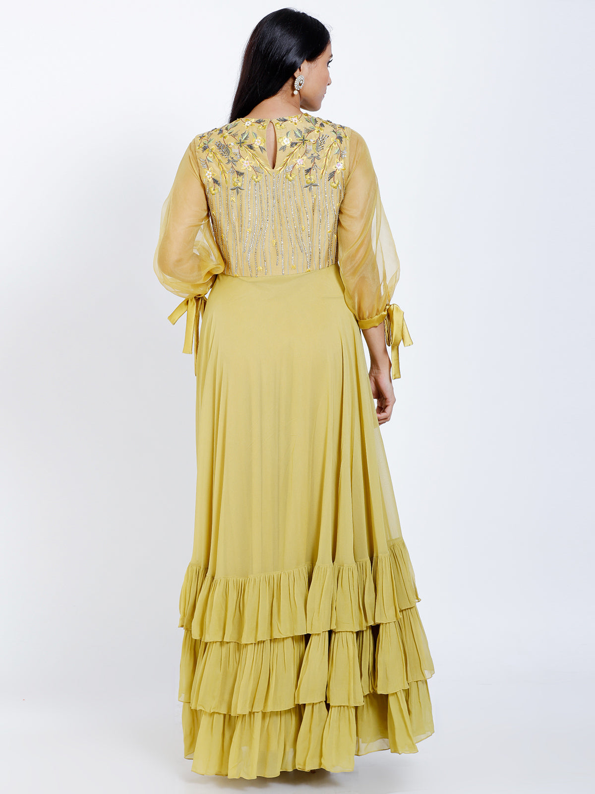 Embroidered Ruffled gown