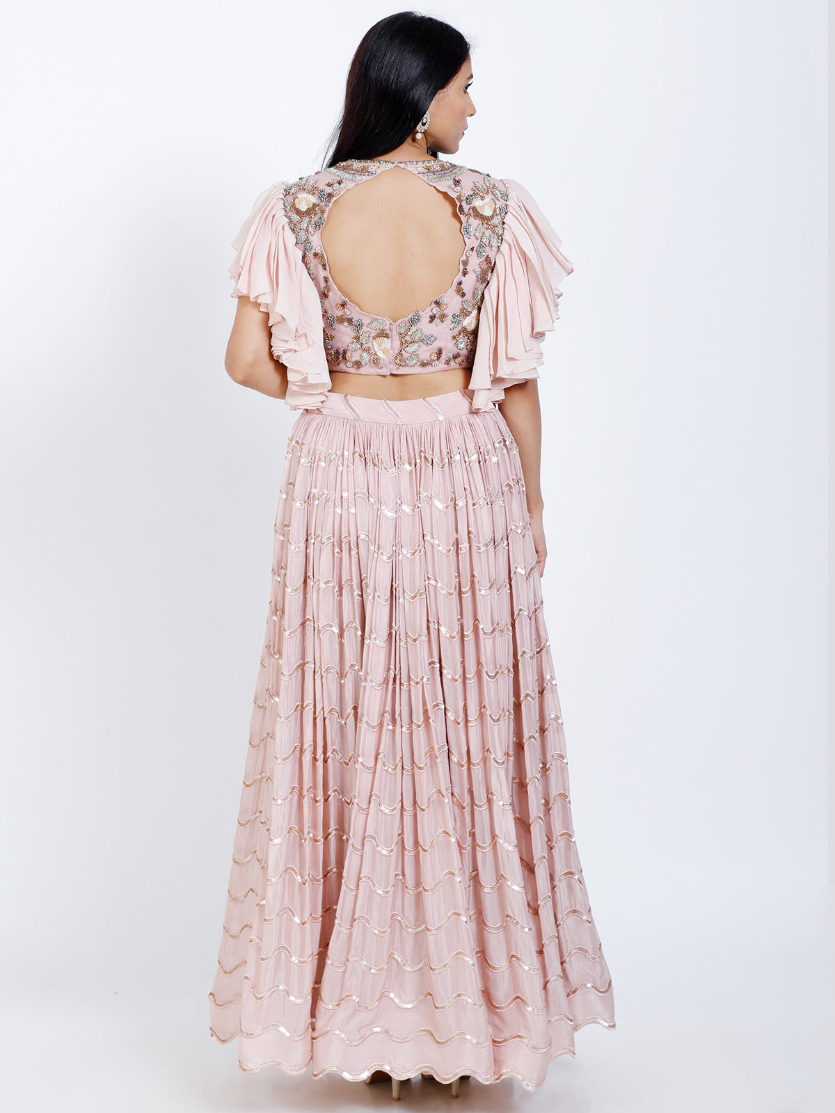 Embroidered crop top and skirt