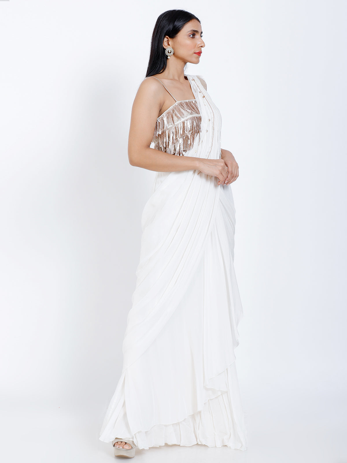 embroidered drape saree