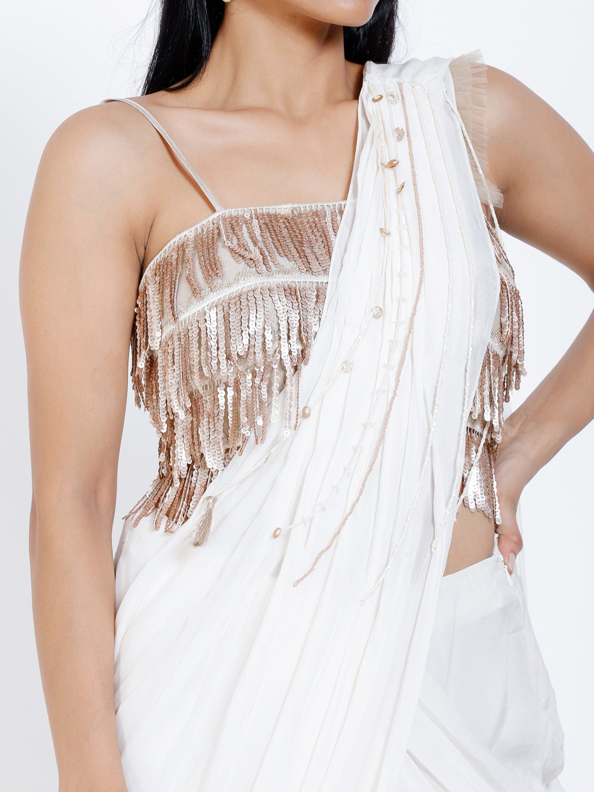 embroidered drape saree