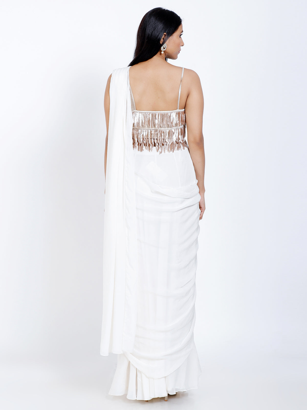 embroidered drape saree