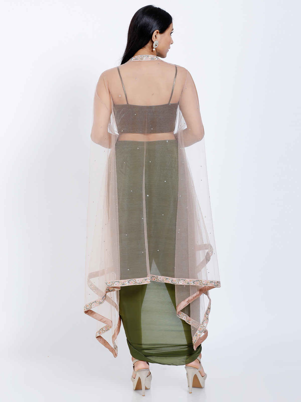 Embroidered crop top & skirt