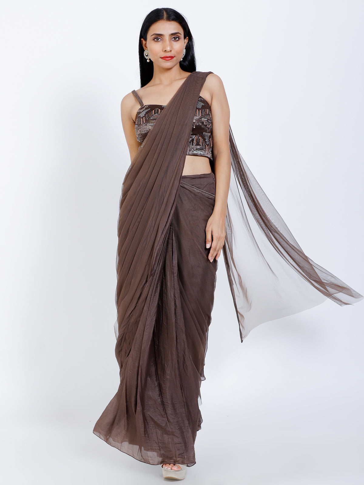 pleated Draped saree