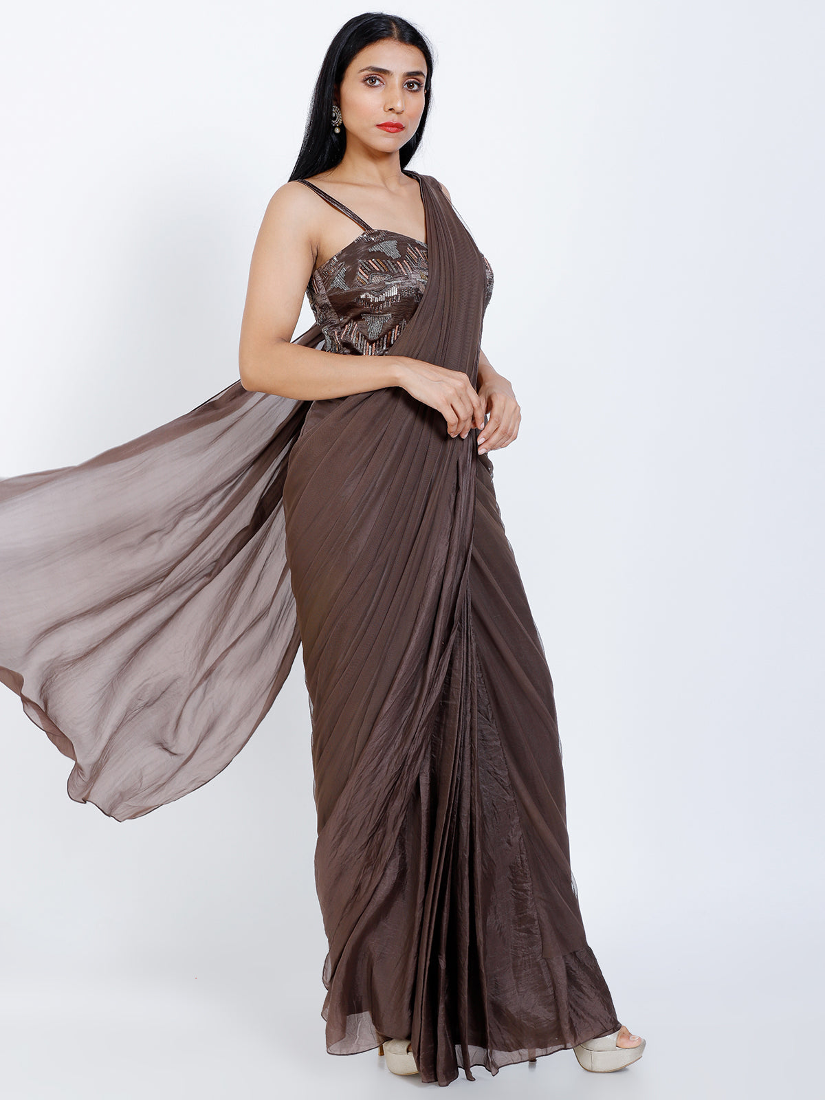 pleated Draped saree
