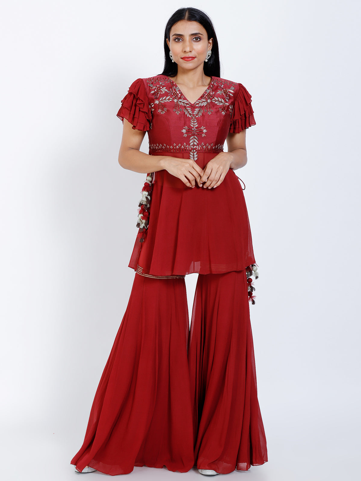 Embroidered sharara set