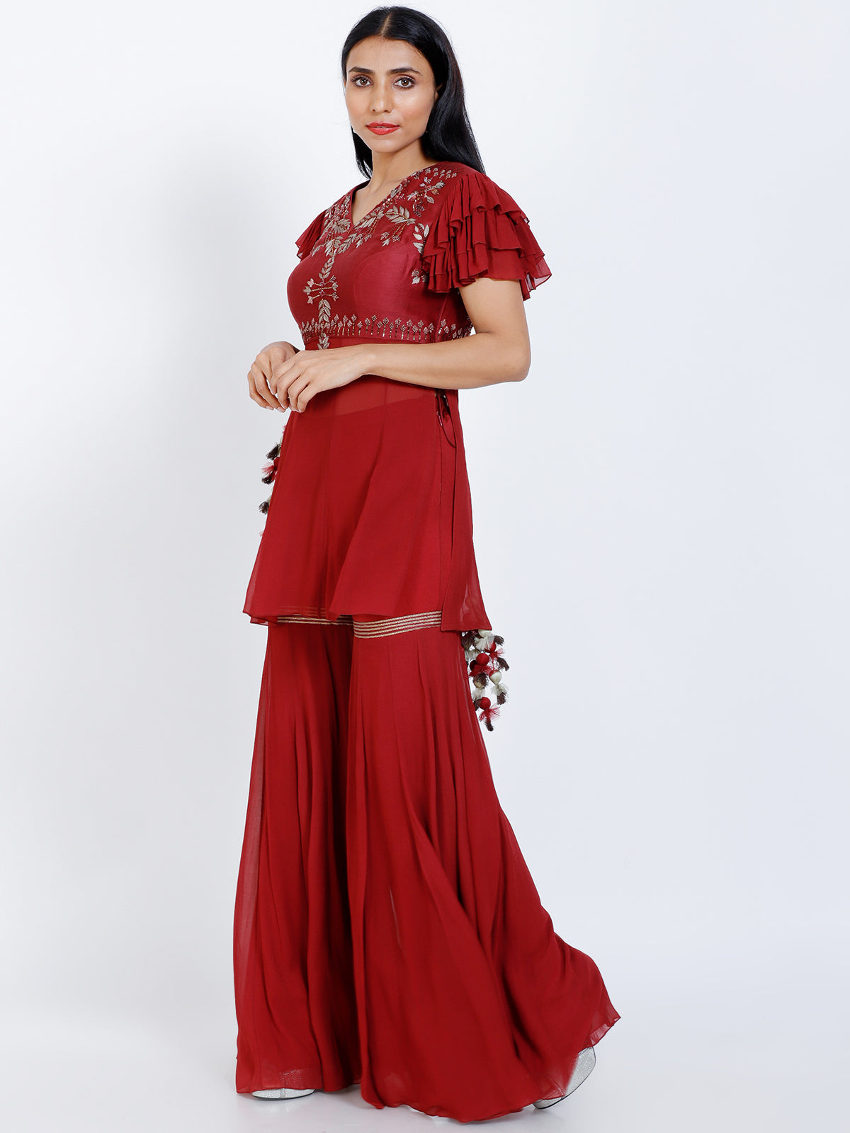 Embroidered sharara set