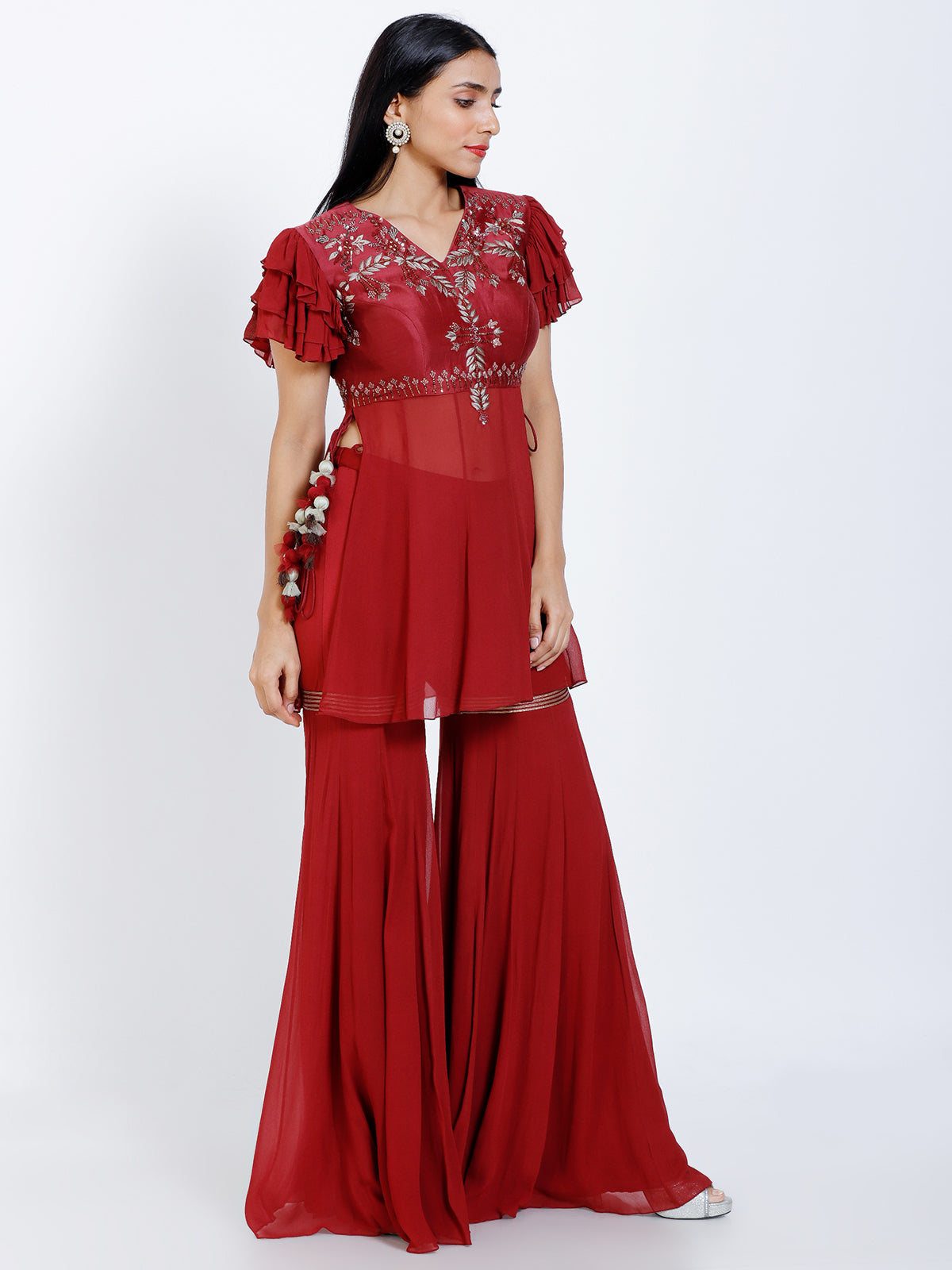 Embroidered sharara set