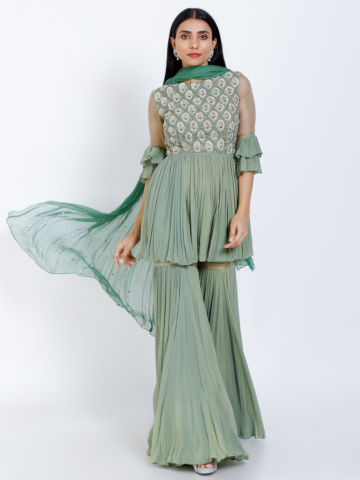 Embroidered sharara set