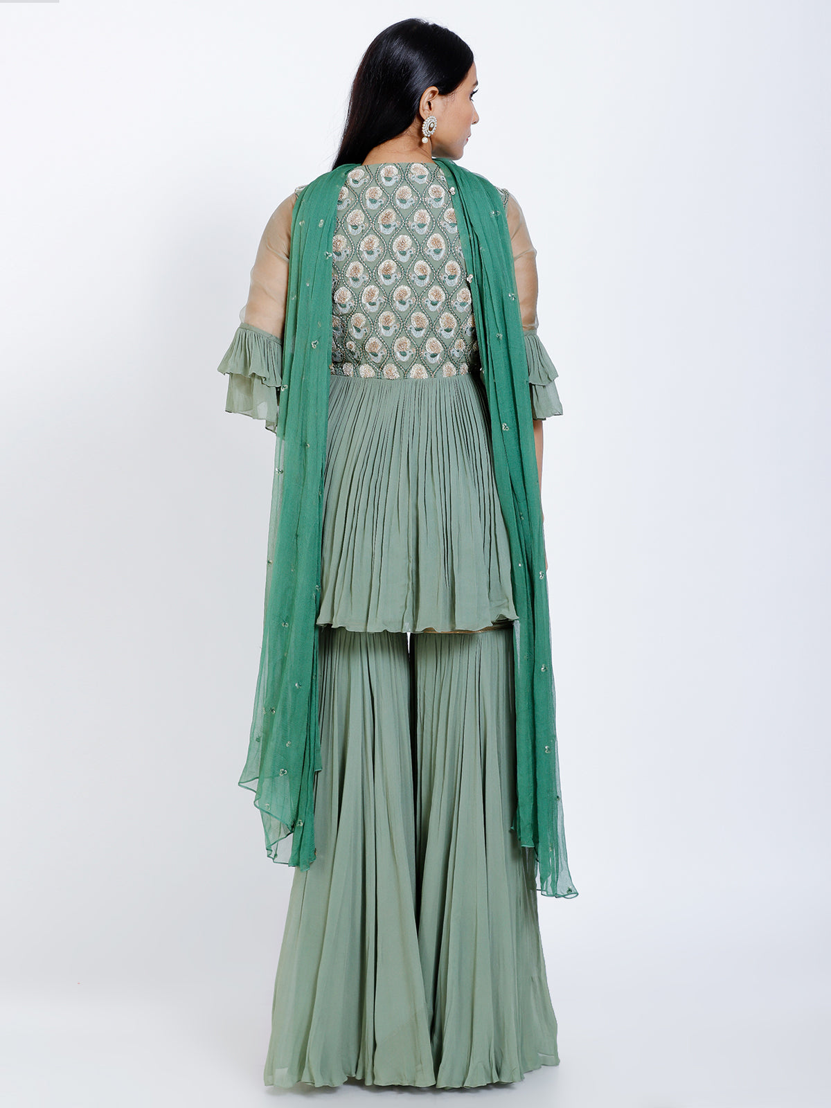 Embroidered sharara set