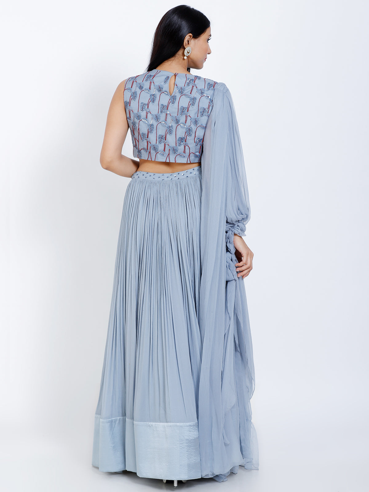 Embroidered crop top with separate skirt