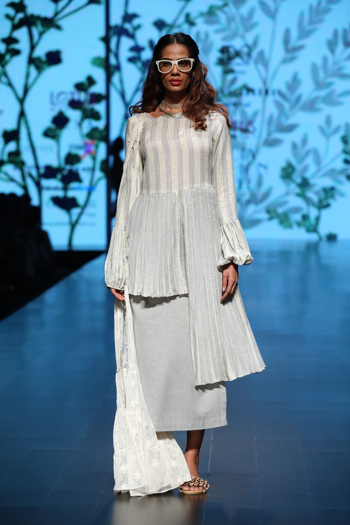 Assymetric Pleated Top with Skirt