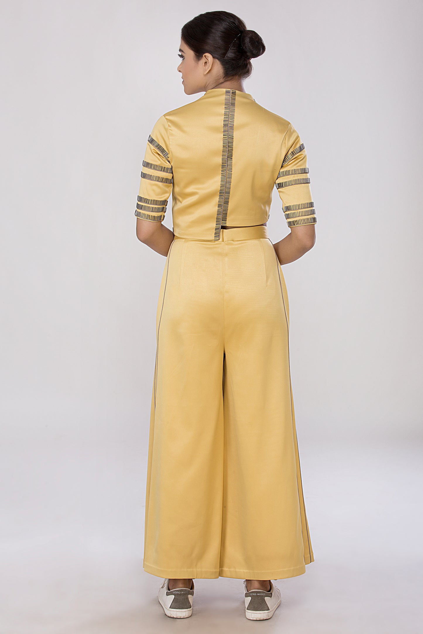 Asymmetric Top with Flared Pants