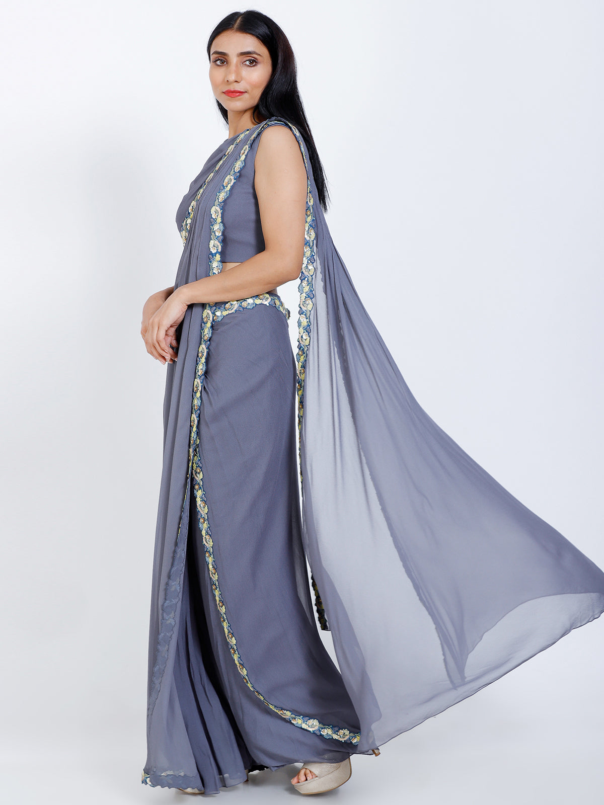 Pleated Draped saree