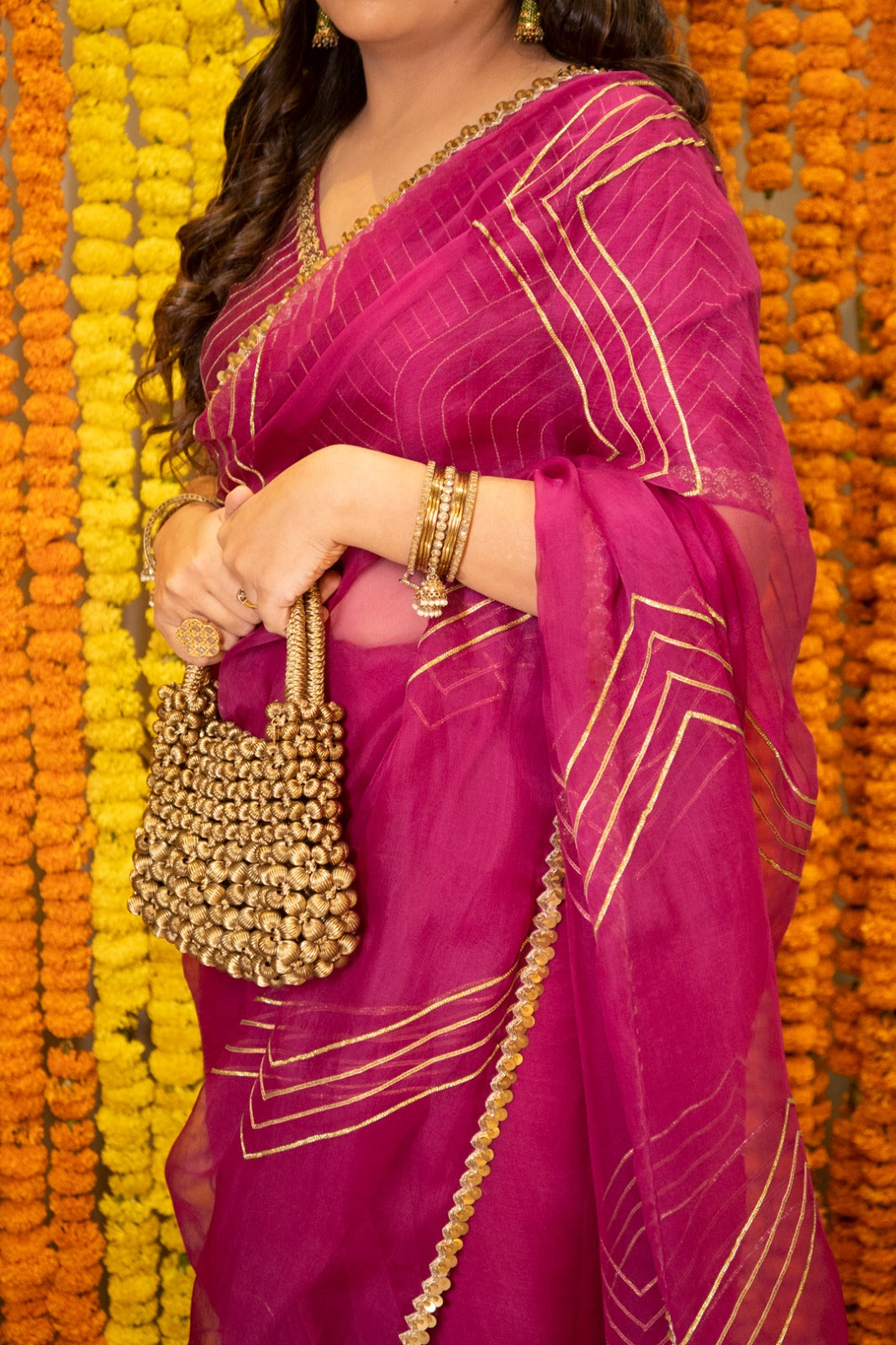 Pink Organza Saree
