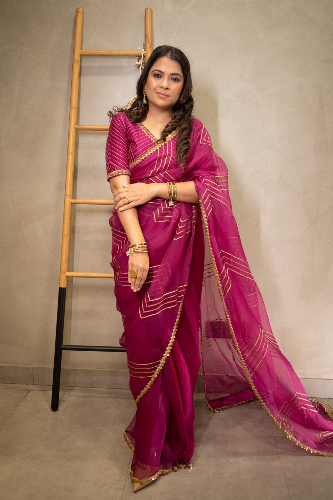 Pink Organza Saree