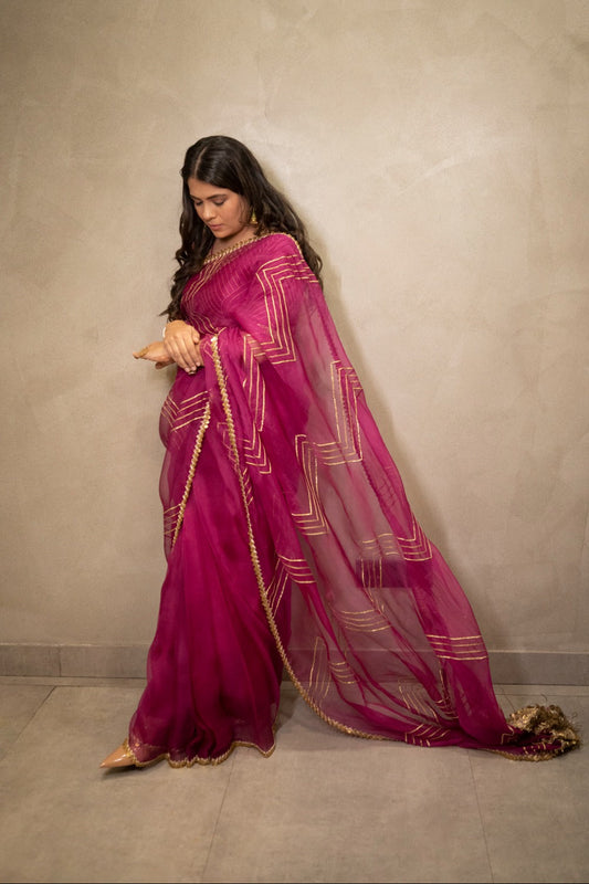 Pink Organza Saree