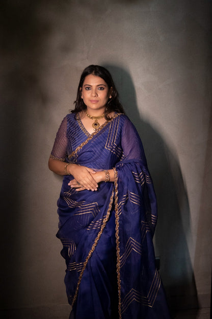 Blue Organza Saree