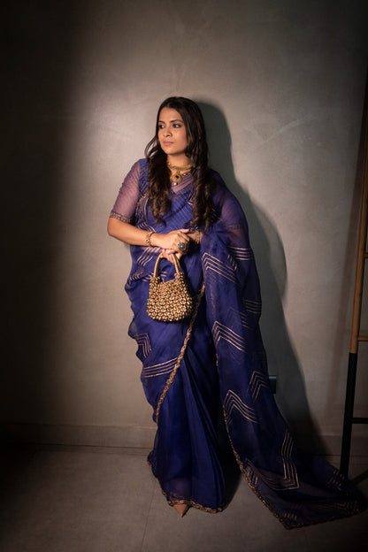 Blue Organza Saree