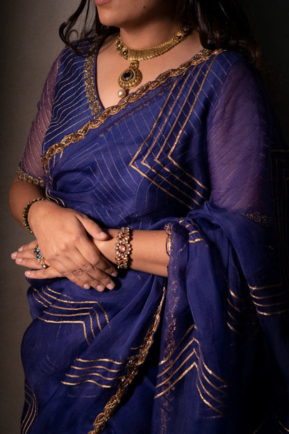 Blue Organza Saree